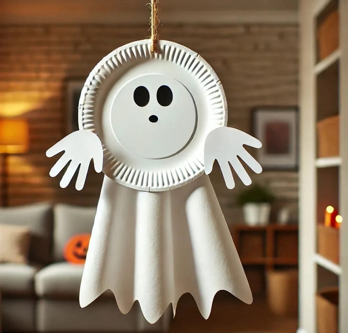 halloween deko basten mit kindern gespenster aus papptellern und papier