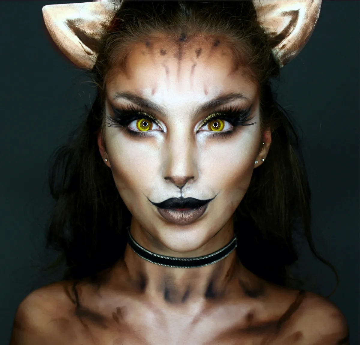 katze schminken für halloween realistisches make up