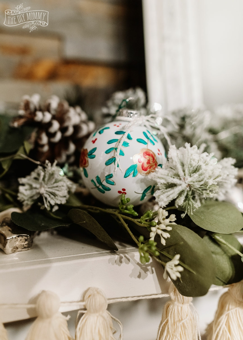 7 weihnachtskugeln glas mit floralen motiven dekoration weihnachten