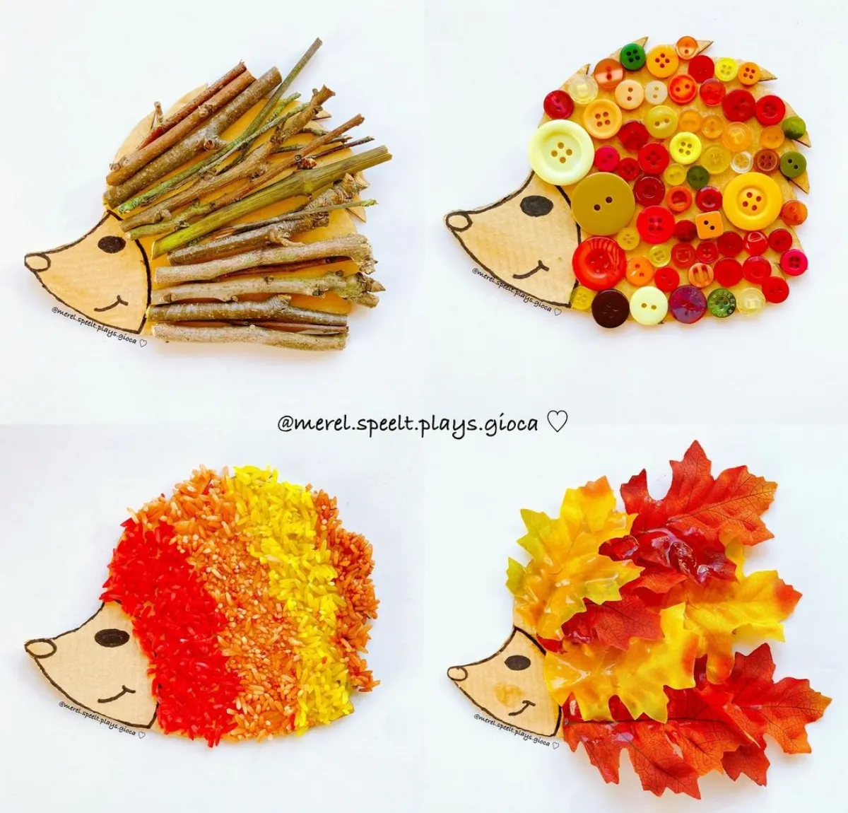 basteln mit kindern im herbst diy igel unterschiedliche materialien