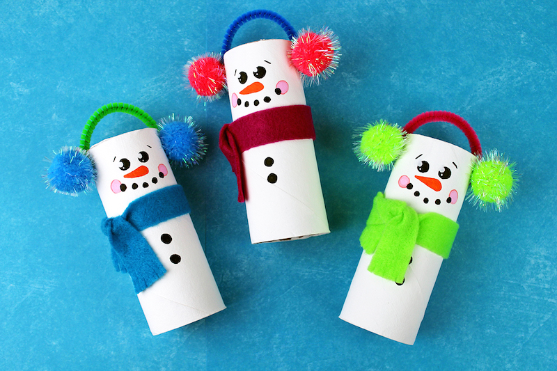 recycled toilet paper tube christmas snowmen craft