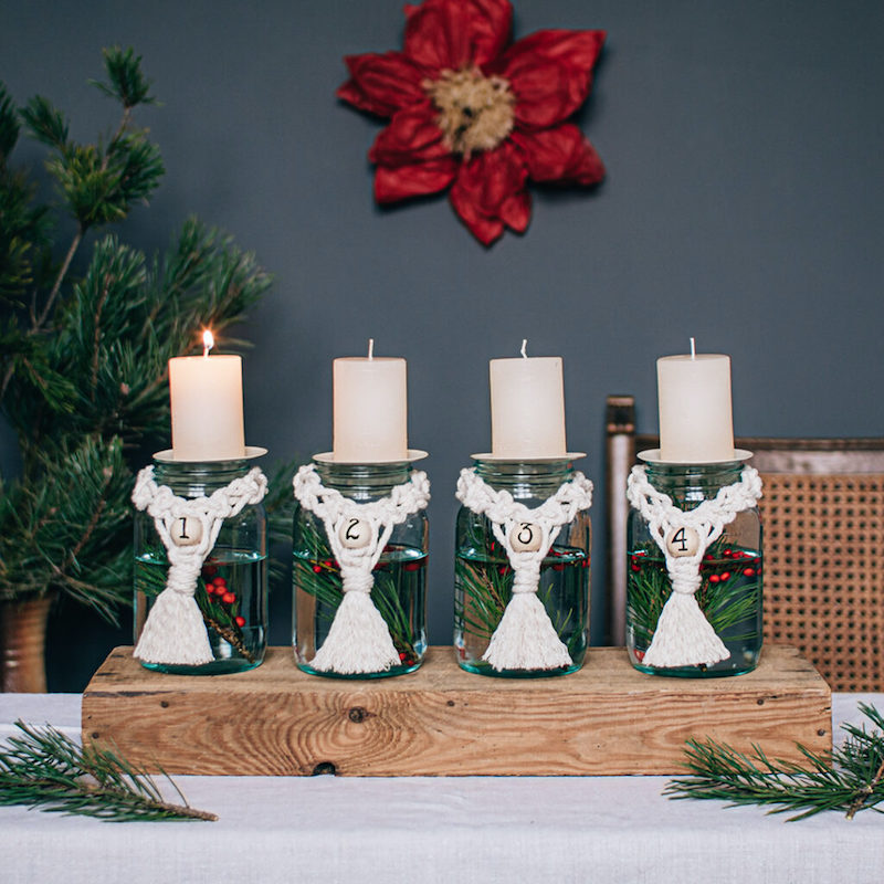 christrose weihnachtlich dekorieren diy adventskranz upcycling makramee