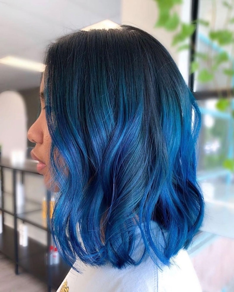 coole haarfarben für kurze haare long bob lob frisur blaue haare