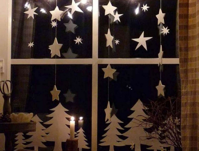 fensterbank dekorieren weihnachtlich deko für fensterbank beleuchtung bäume sterne