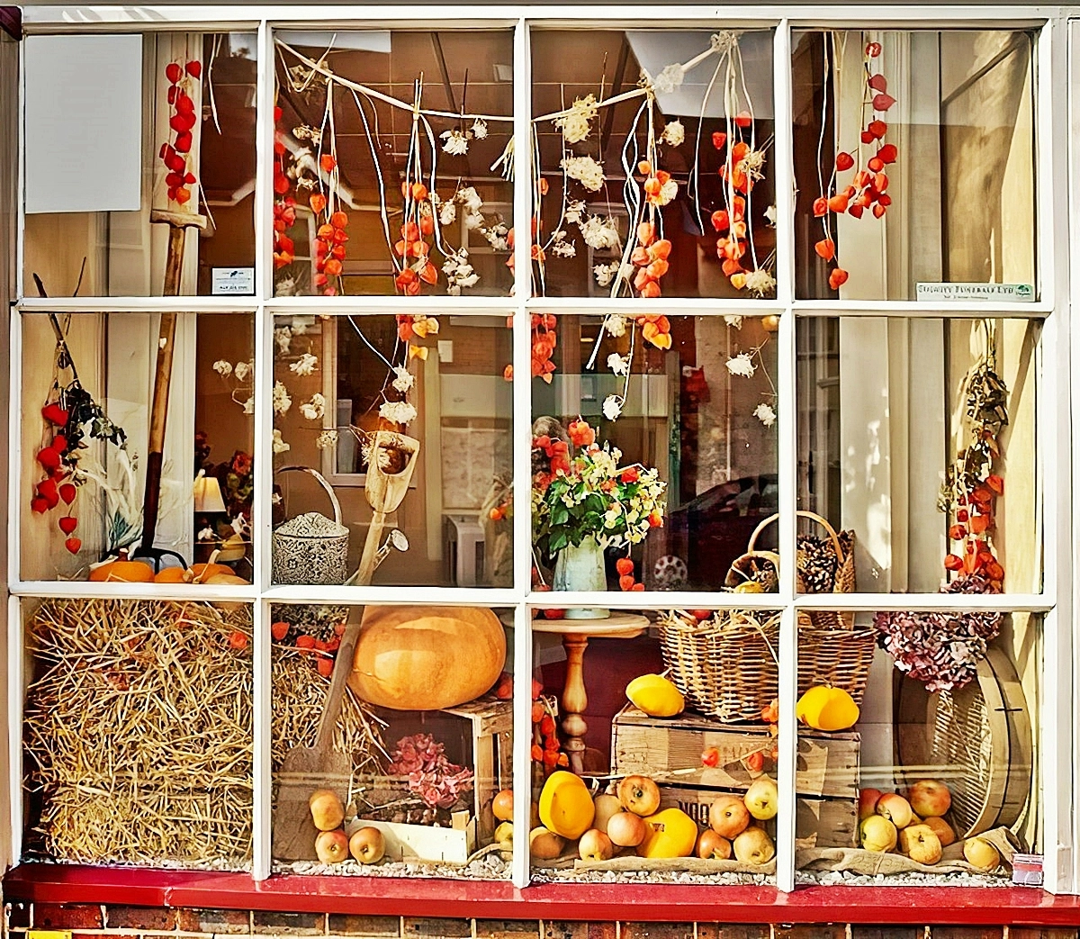 fensterdeko zum herbst die besten beispiele schoende herbstliche deko fuer fenster mit haendenden girlanden