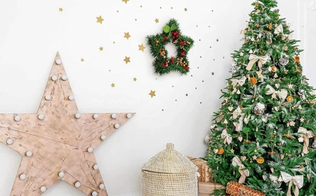 geschmückter weihnachtsbaum dekoration sterne basteln einfach