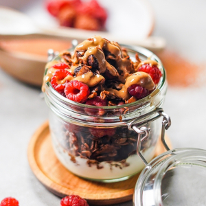 granola selber machen mit joghurt parfait und himbeeren