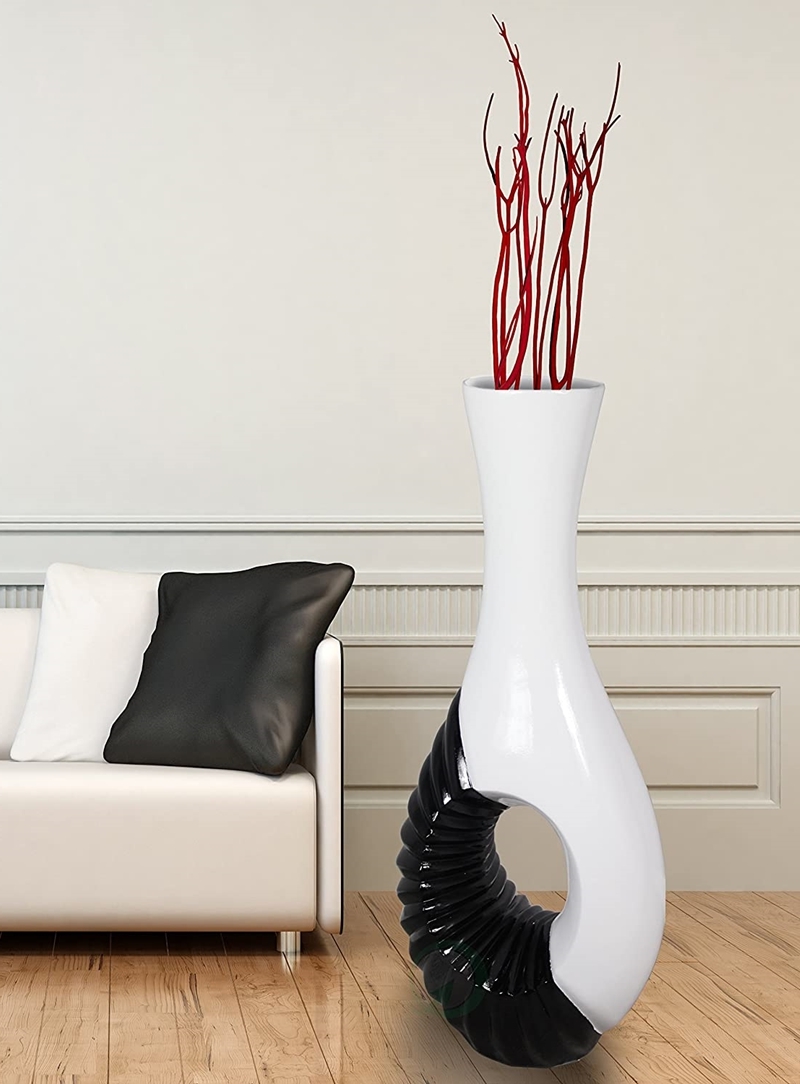 große vase dekorieren moderne zimmerdeko keramikvase in schwarz und weiß