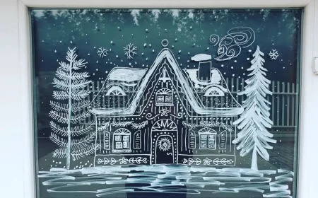 ideen für weihnachtliche fensterdeko winterliches haus mit kreidemarker malen