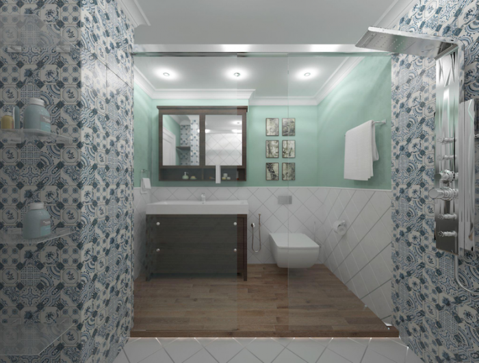 kleine badezimmer einrichtungsideen badezimmer modern fliesen oriental minzgrüne wände