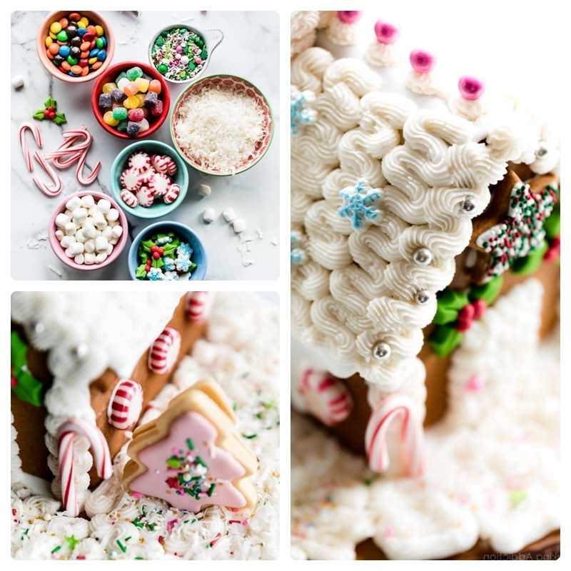 lebkuchenhaus dekorieren schritt für schritt deko mit creme und bunten bonbons