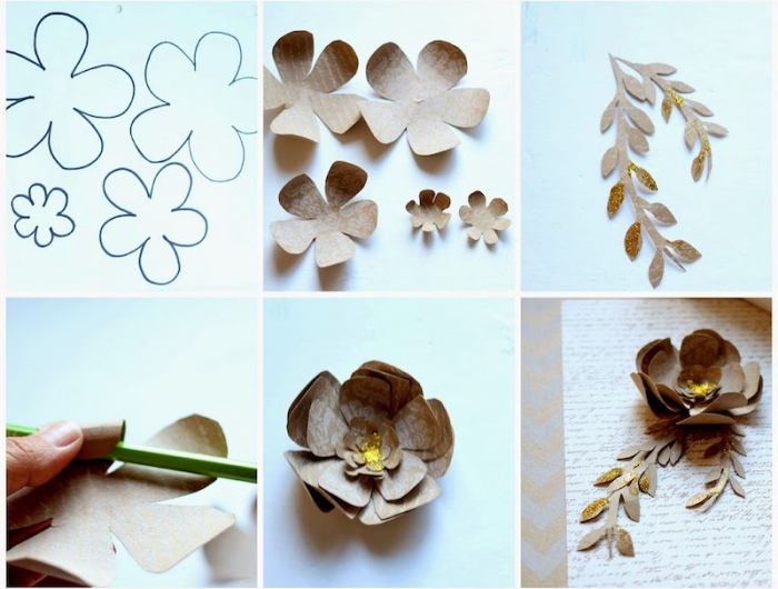 originelle geschenke zum 50 geburtstag selber machen papierblume mit glitzer