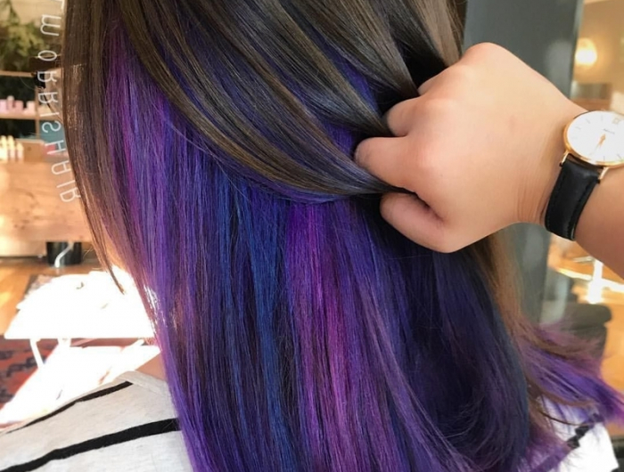 pastell lila haare ideen trendige haarfarben peekaboo hair