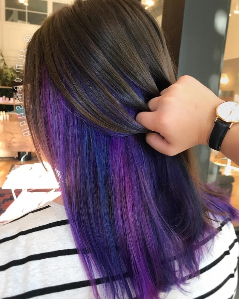 pastell lila haare ideen trendige haarfarben peekaboo hair
