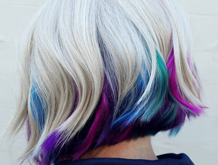 pastell lila haare untere haarschicht in blau und lila