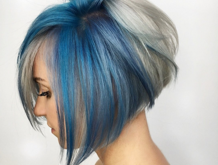 peppige frisuren für frauen ab 50 coole haarfarben haare in grau und dunkelblau