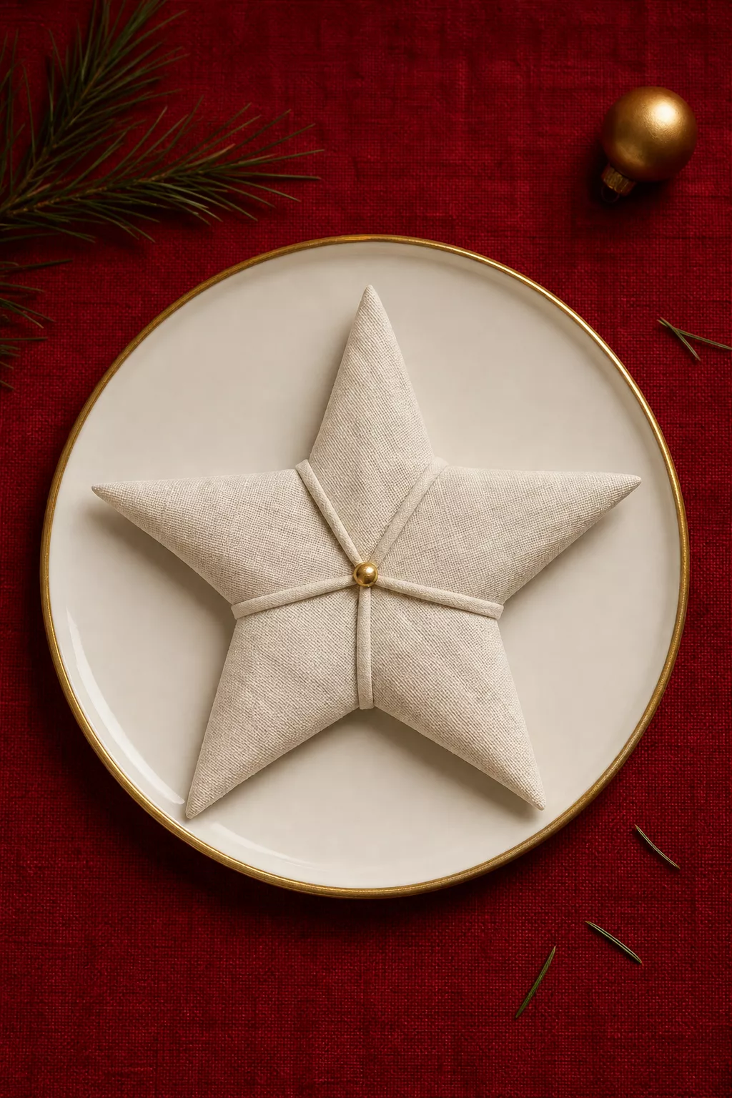 Serviette zum Stern gefaltet als festliche Tischdeko-Idee für Weihnachten