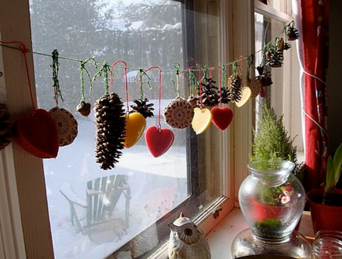 weihnachtsdeko selber machen naturmaterialien fensterbrett deko girlande