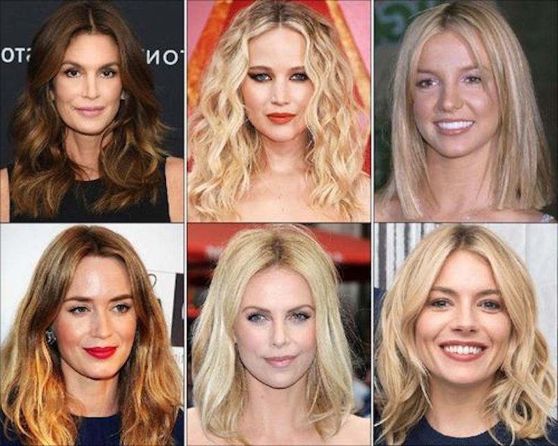 6 schöne mädchen mit einem ovalen gesicht und schönen frisuren