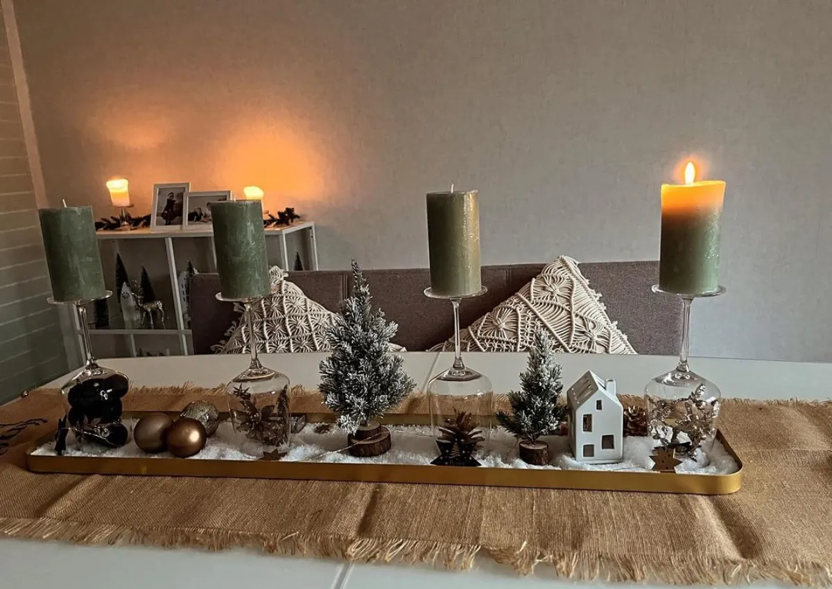 adventskranz aus weingläsern selber machen upcycling idee