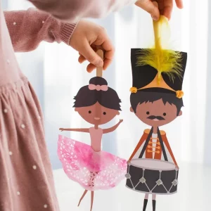 ballerina und nussnacker aus papier basteln diy christbaumschmuck