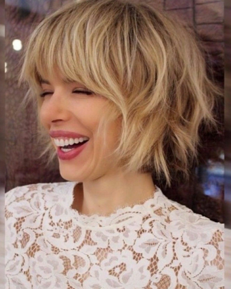 freche kurzhaarfrisuren blonde haare bob frisuren mit pony