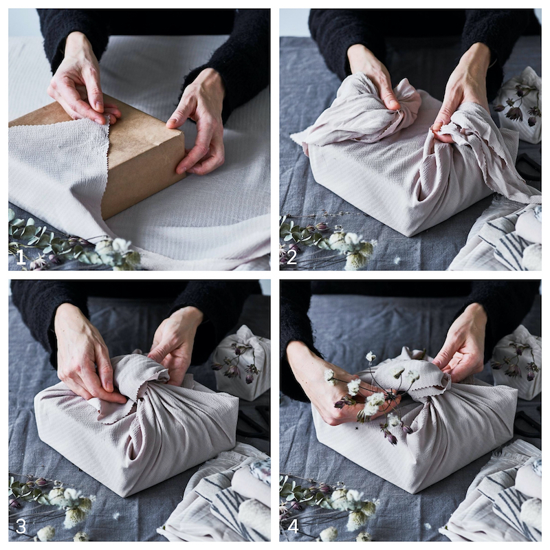 geschenke verpacken falttechnik mit einer furoshiki tuch
