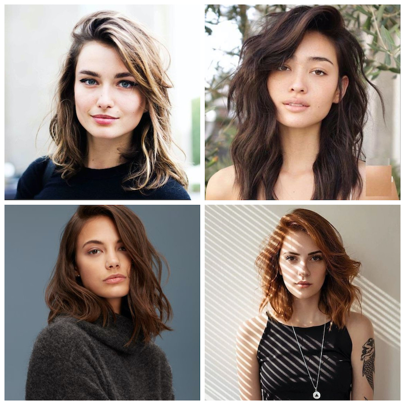 mittellange haare vier damen mit verschiedenen haarfarben