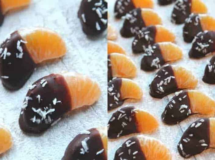 selbstgemacht fruchte mandarine mit schokolade und kokos ein süßes geschenk