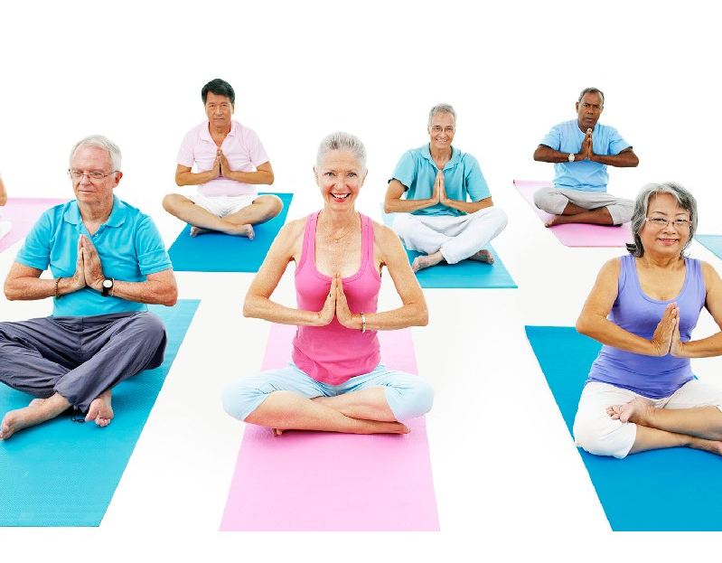senior adult relaxation activity meditation yoga concept