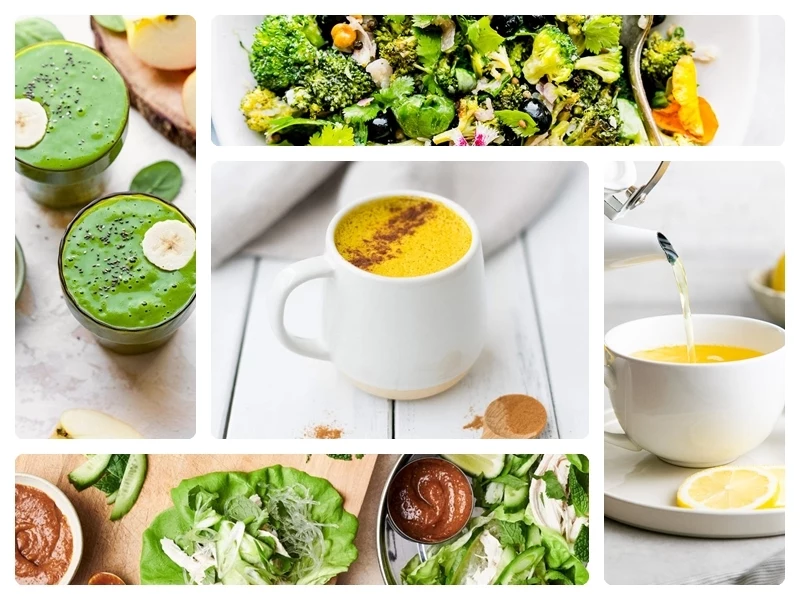 detox rezepte körper entgiften gesunder smoothie ingwertee mit zitronen salate latte