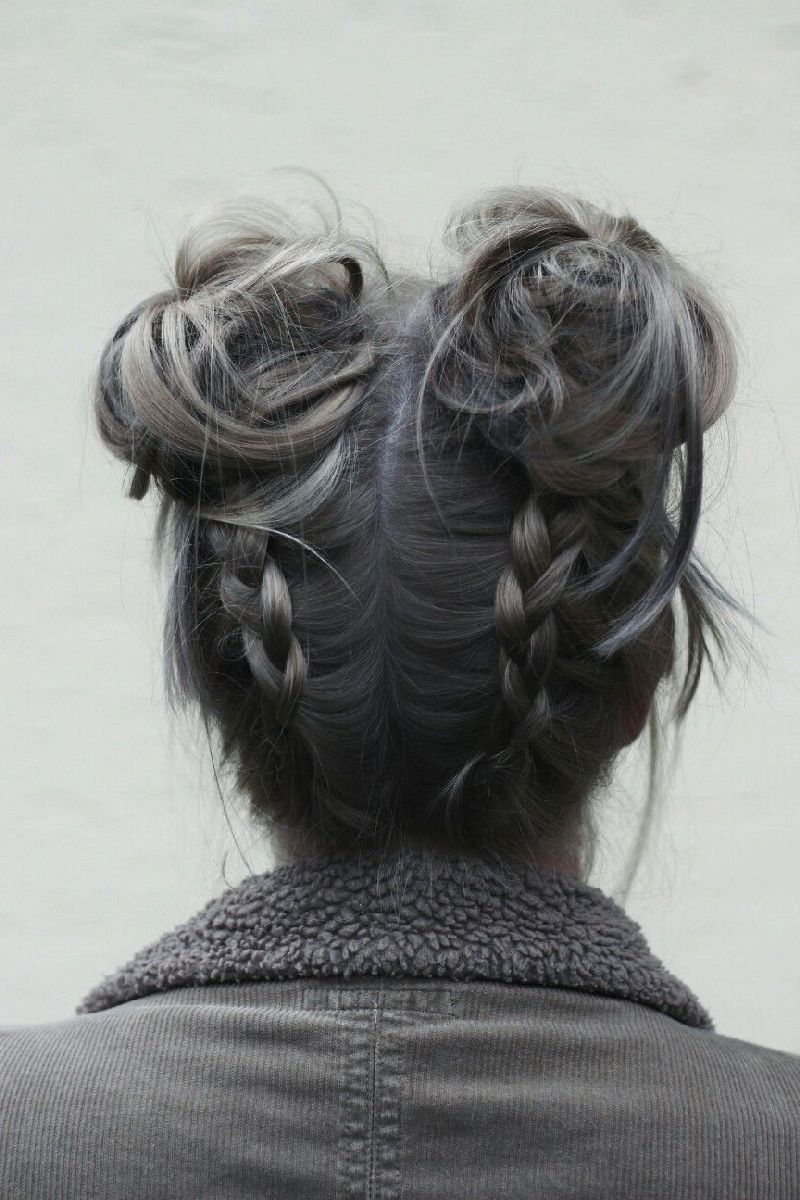 flechtfrisuren einfach umgedrehte zöpfe space buns