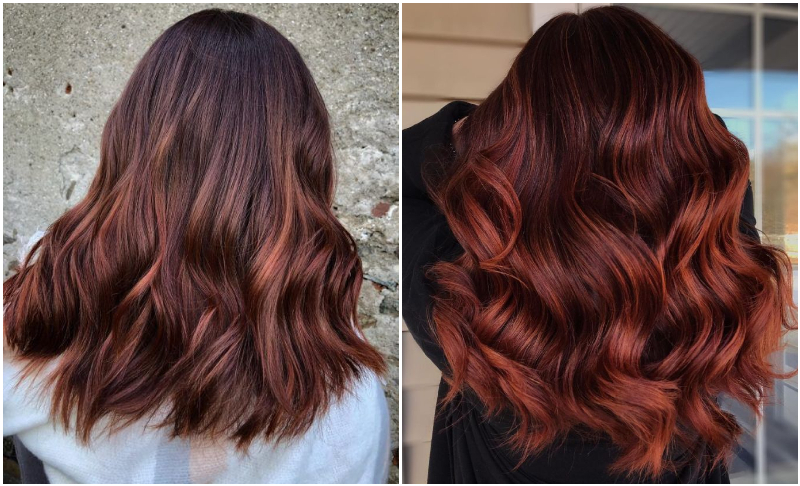 kastanienbraun haarfarbe balayage 2 varianten