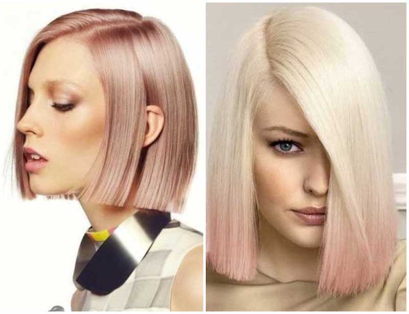 kurzhaarfrisuren damen 2022 trend blond und rosa zusammen aktuell und modern