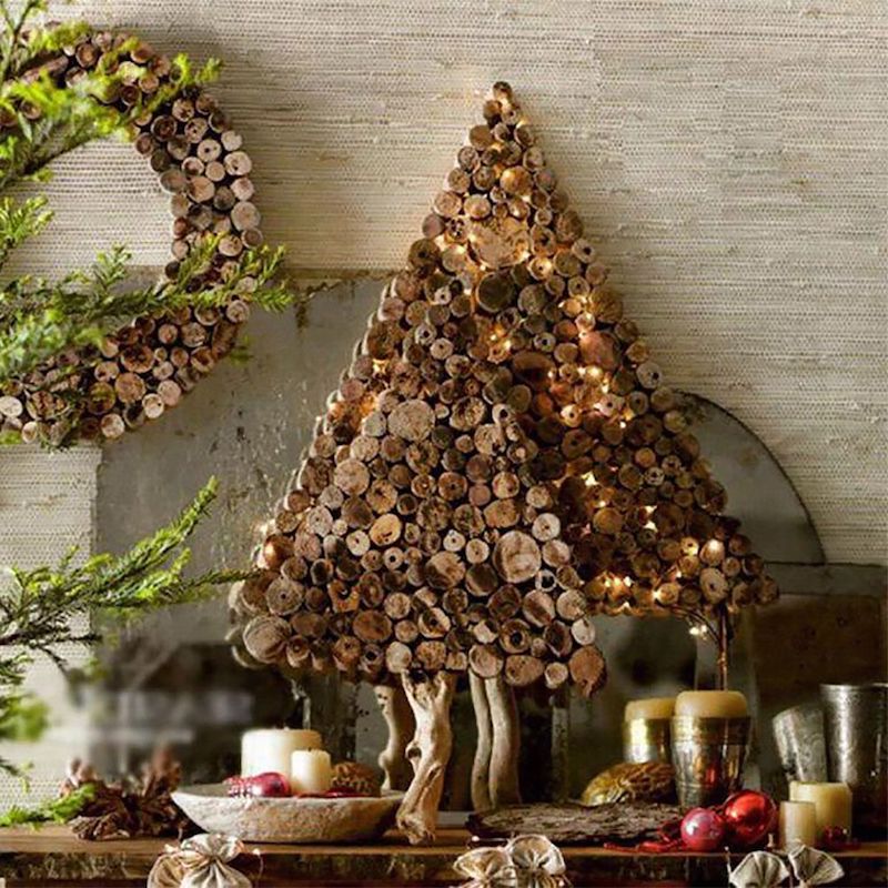 natürlich weihnachtsdeko aussen winterbaum aus holz zum selber machen