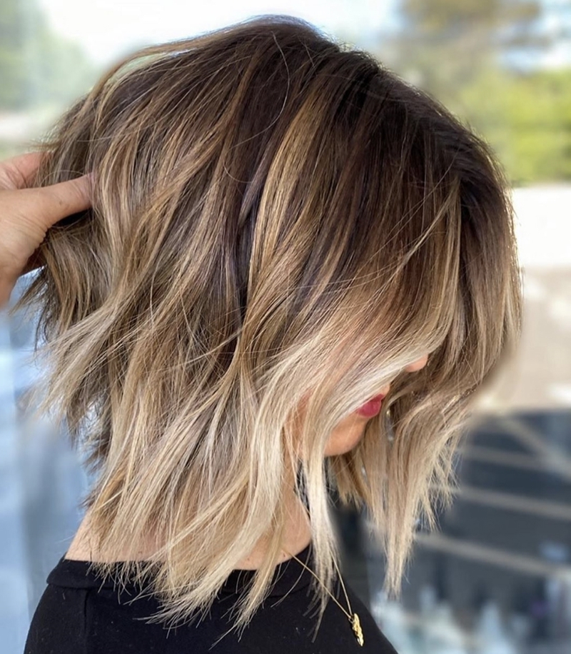 bob frisuren für feines dünnes haar balayage blonde strähnen