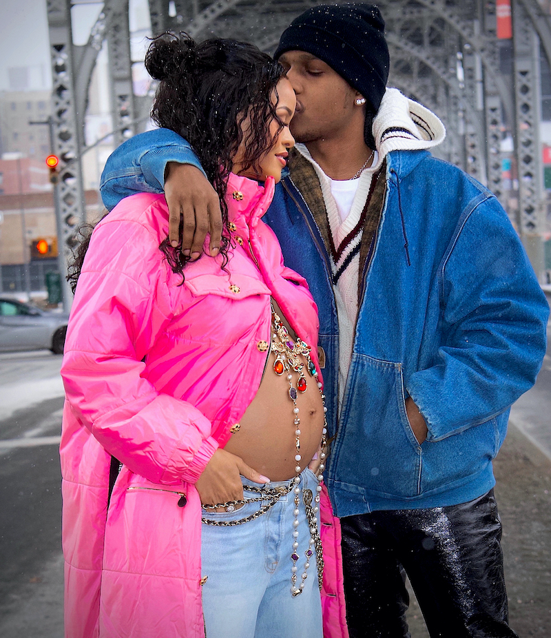 baby joy! rihanna and asap rocky beam with happiness as she reveals her baby bump to the world mandatory byline diggzy/shutterstock