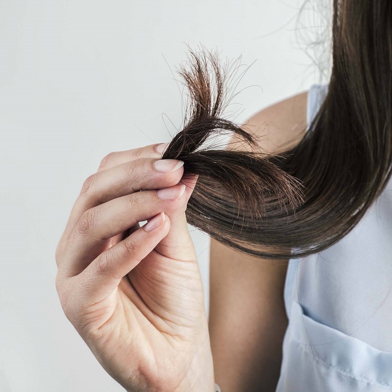 strapaziertes haar haarkur und regelmaessiger schnitt von haarspitzen