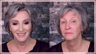 wie schminkt man sich richtig augen augen groeßer schminken schminken ab 50 vorher nachher lila lidschatten