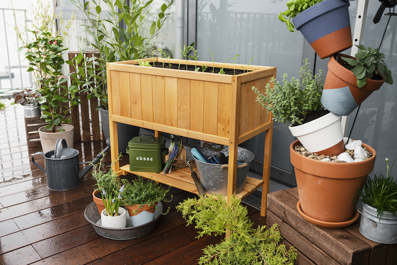 balkon gestalten pflanzen urban gardening anbauen ohne garten bepflanztes balkon hochbeet