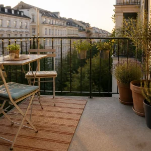 Balkon Ideen für einen kleinen Stadtbalkon mit Kübeln am Rand