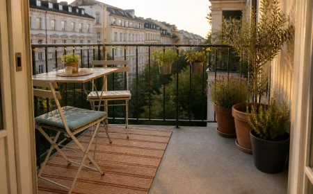 Balkon Ideen für einen kleinen Stadtbalkon mit Kübeln am Rand