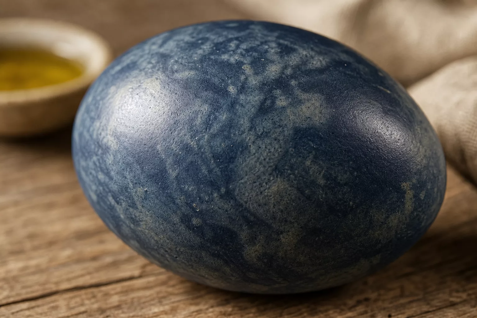 Nahaufnahme eines naturgefärbten Eis mit seidigem Glanz und Marmormuster