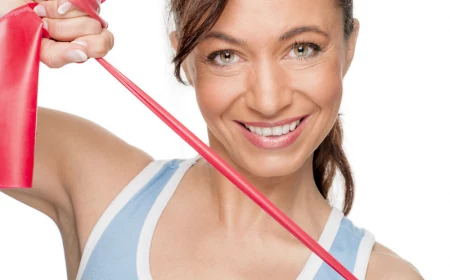 woman with red rubber band