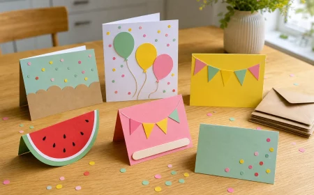 Fertige Einladungskarten für Kindergeburtstag mit Konfetti- und Wassermelonen-Motiv