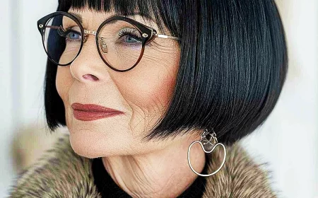 frisuren fuer frauen ab 50 mit brille und duennem haar blundt bob mit pony