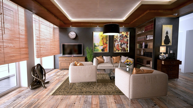 holzjalousien wohnzimmer einrichtung in weiss und braun moderner interieur