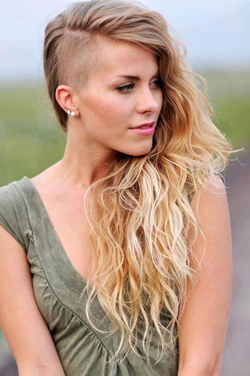 undercut frauen lange haare styling frisuren bilder