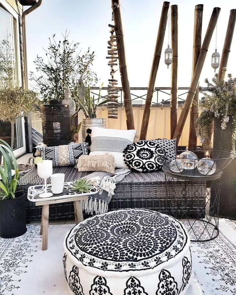 balkon günstig gestalten boho terrasse