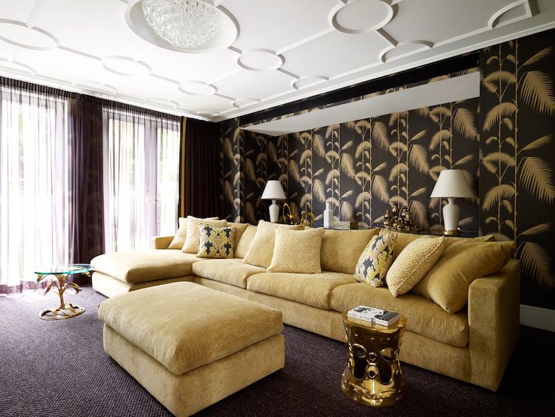 hollywood regency interior design wohnzimmer ideen luxus